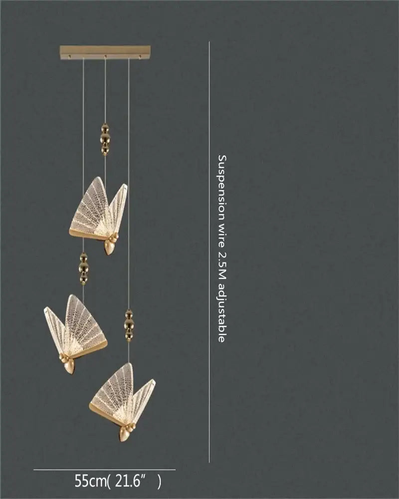 Gold Butterfly LED Chandelier with 12 Lamps