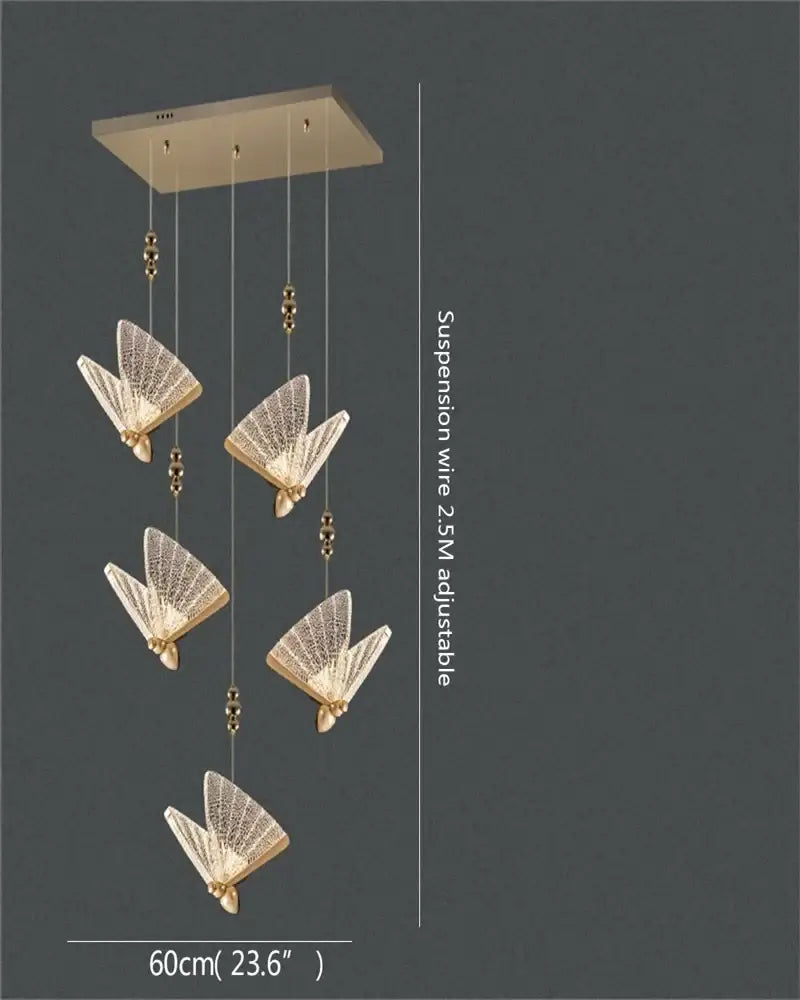 Gold Butterfly LED Chandelier with 12 Lamps