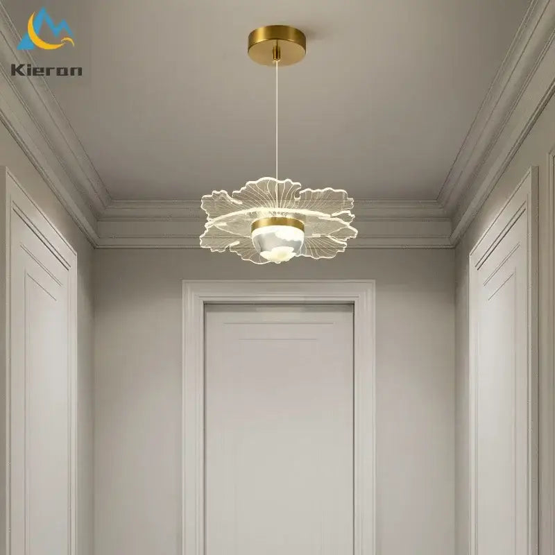 Gold Butterfly Glass Chandelier Tricolor Light