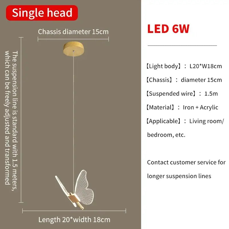 Gold Butterfly Pendant Light 24-Head Spiral