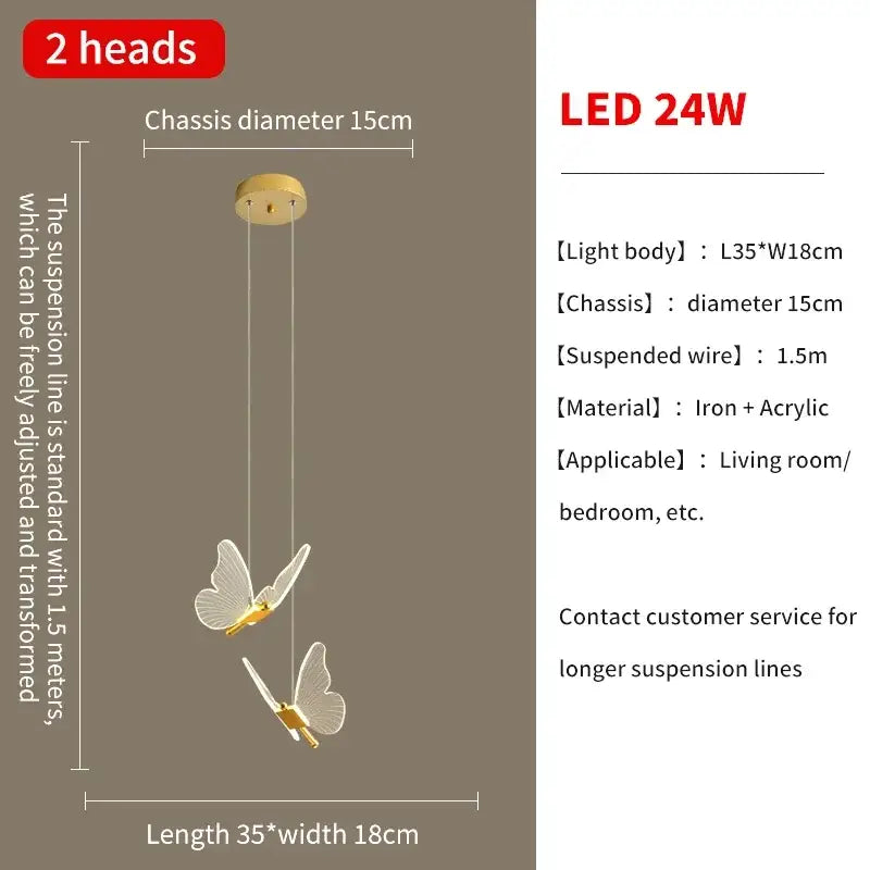 Gold Butterfly Pendant Light 24-Head Spiral
