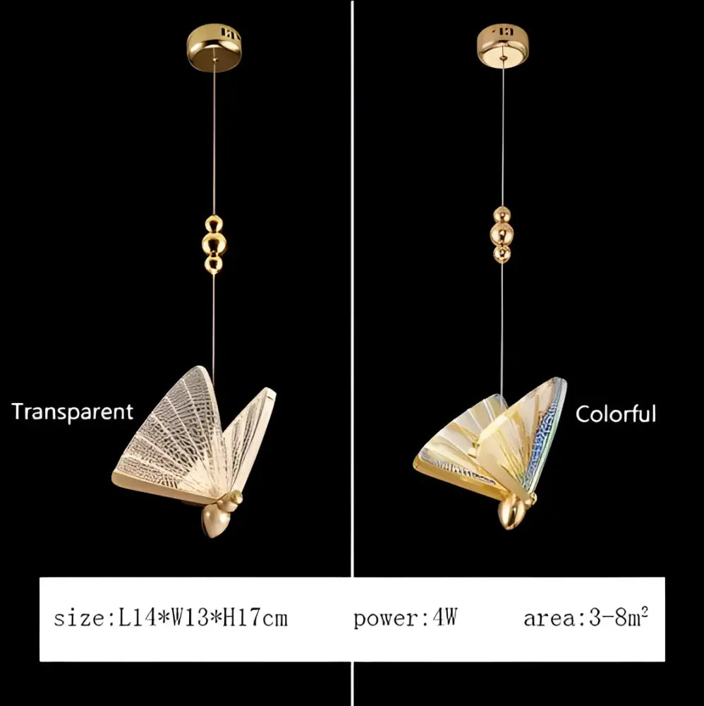 Gold Butterfly Pendant Lamp for Bedroom Ambiance