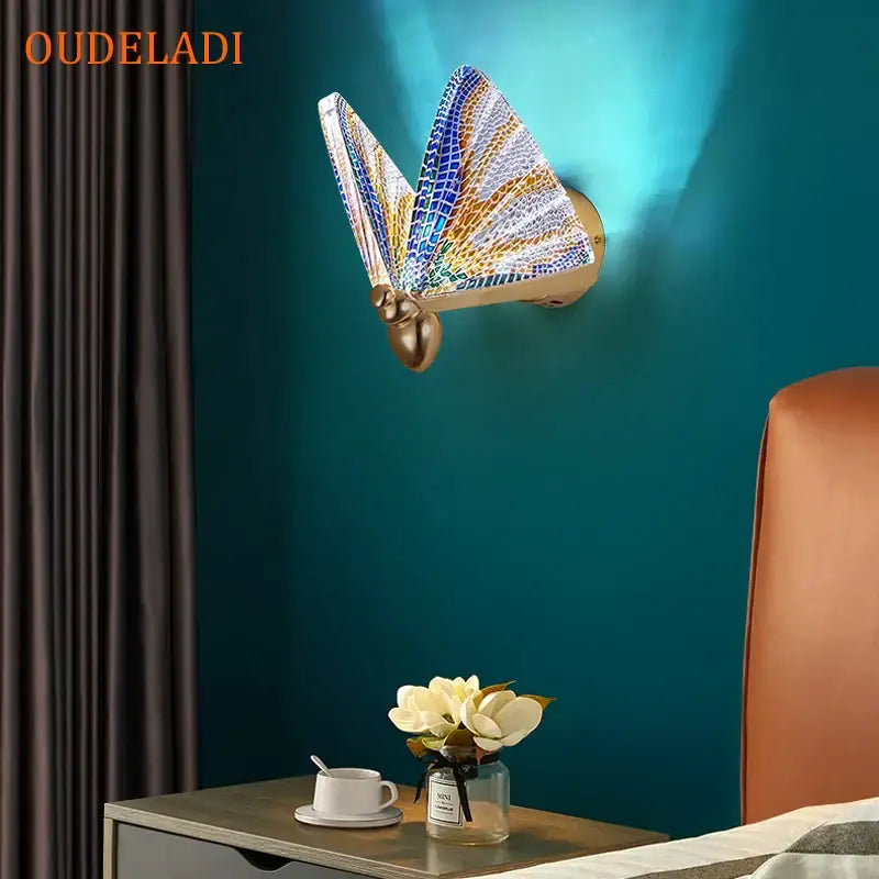 Gold Butterfly Wall Lamp with Lace Design 22cm