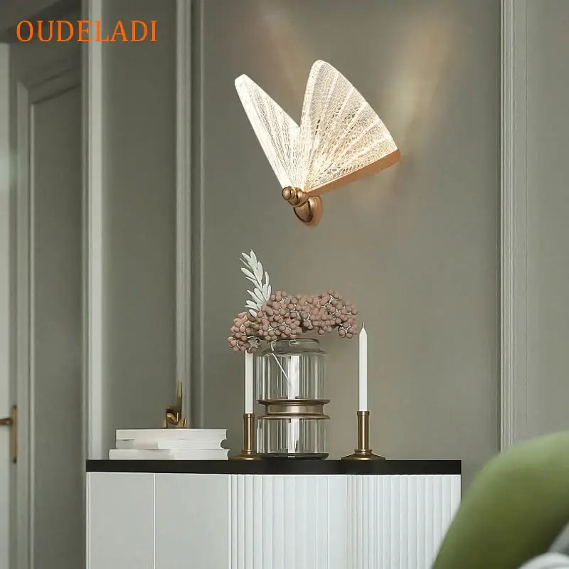 Gold Butterfly Wall Lamp with Lace Design 22cm