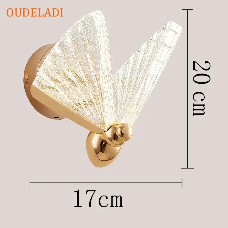 Gold Butterfly Wall Lamp with Lace Design 22cm