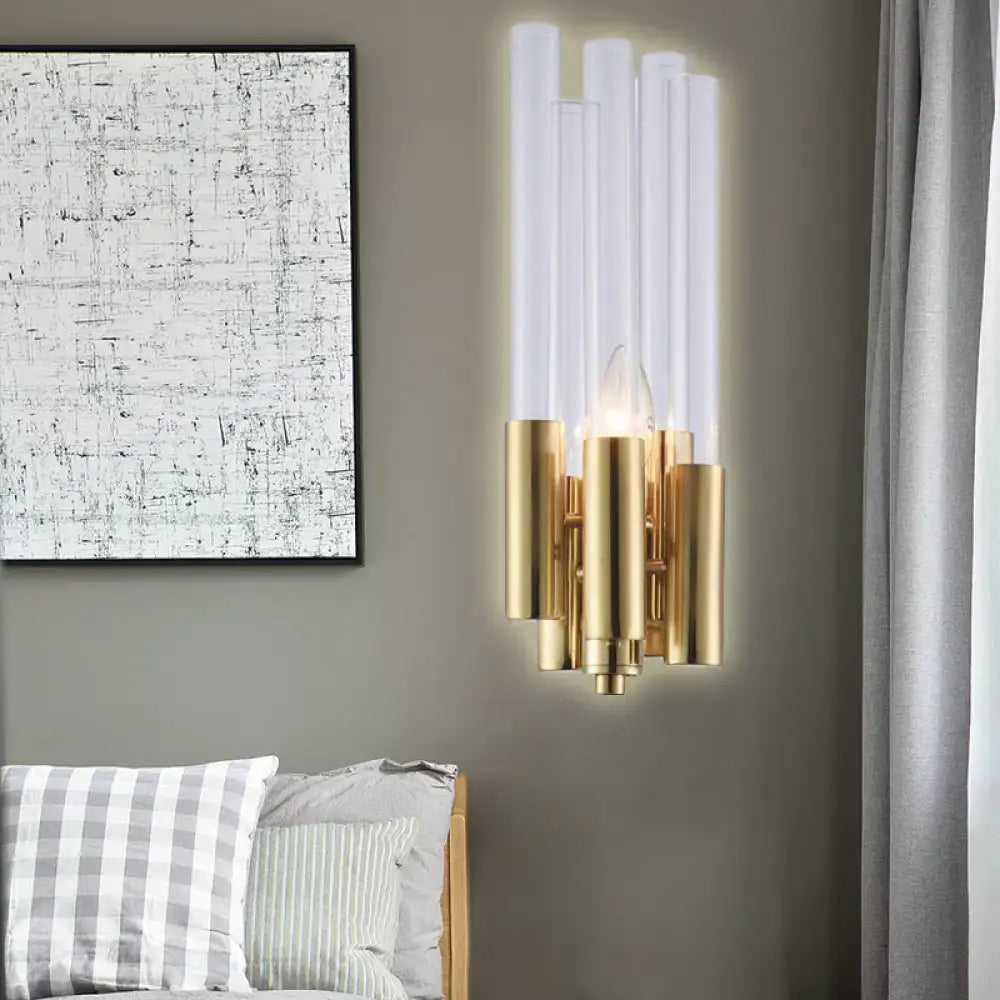 Gold Crystal Candelabra Sconce Flute Shade