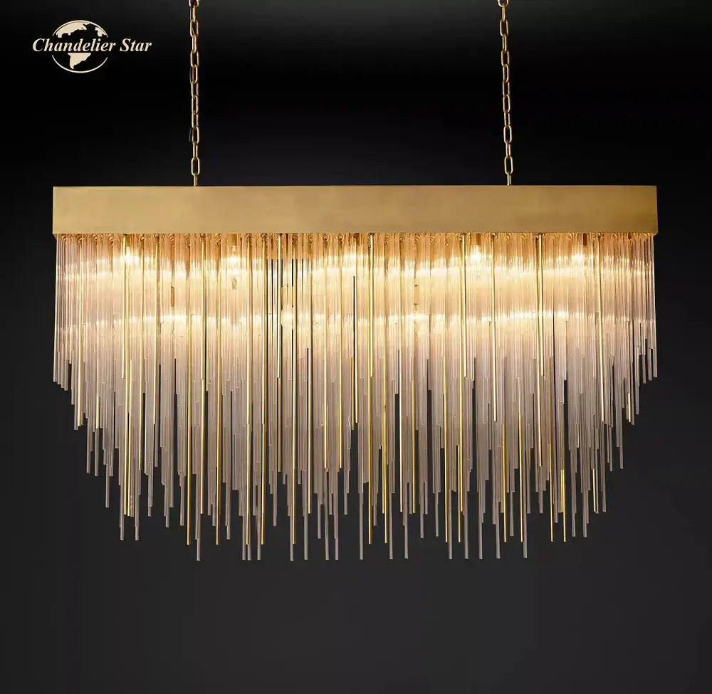 Gold Rectangular LED Chandelier Flush Mount