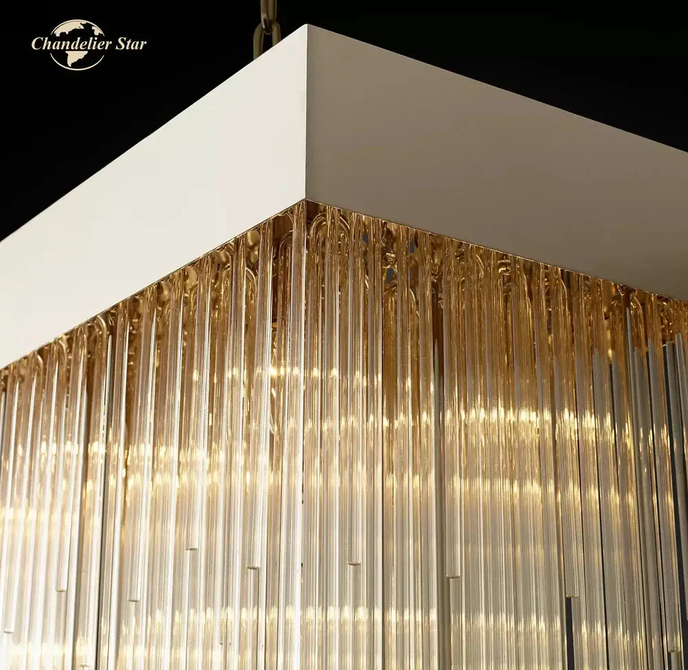 Gold Rectangular LED Chandelier Flush Mount