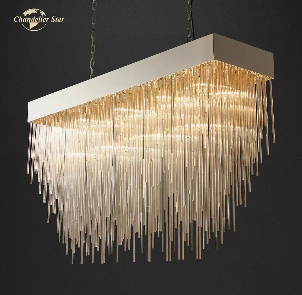 Gold Rectangular LED Chandelier Flush Mount
