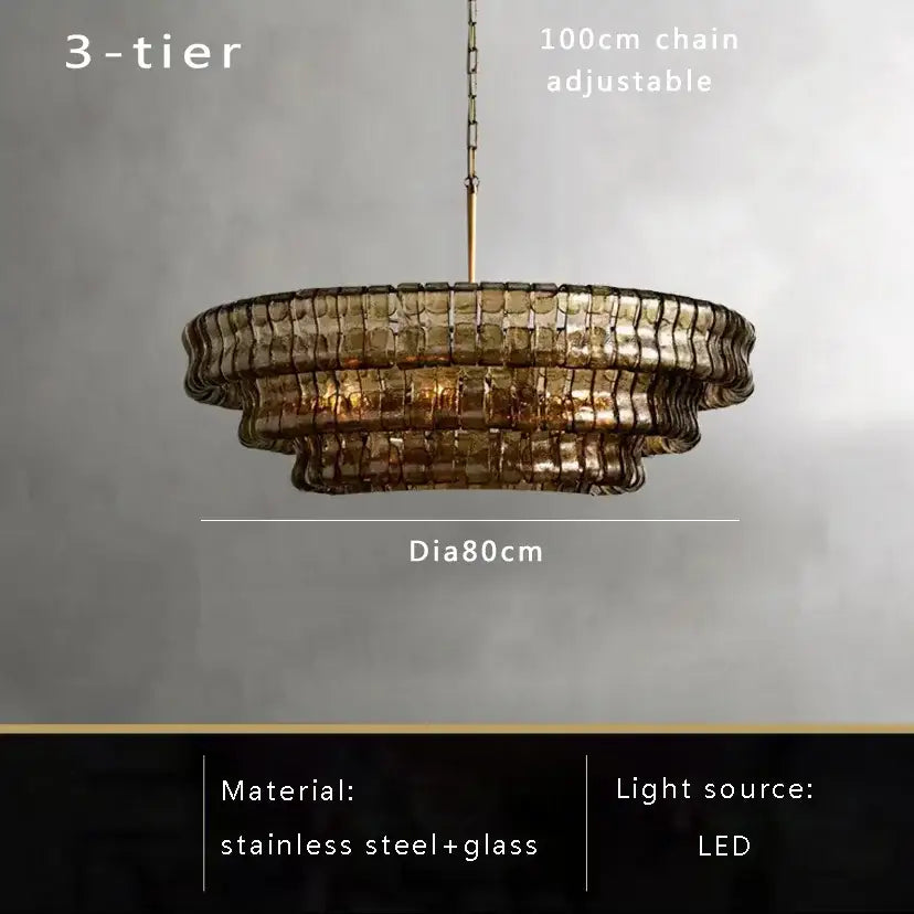 Gold Crystal Dining Chandelier 4-Layer Design