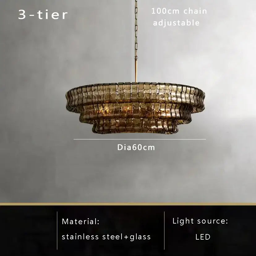 Gold Crystal Dining Chandelier 4-Layer Design