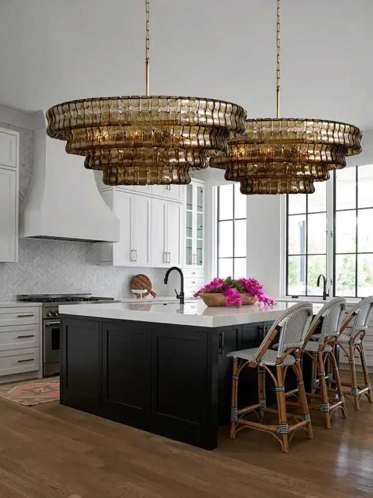 Gold Crystal Dining Chandelier 4-Layer Design