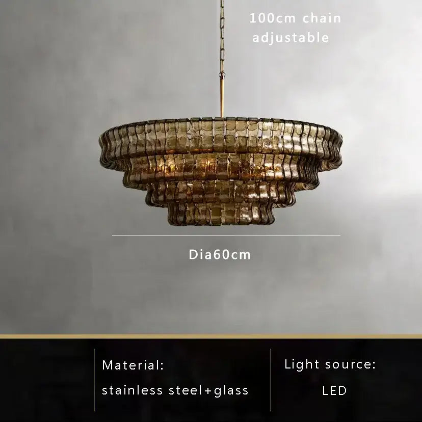 Gold Crystal Dining Chandelier 4-Layer Design