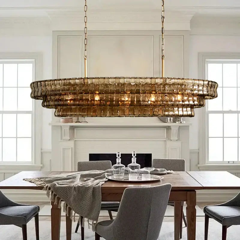 Gold Crystal Dining Chandelier 4-Layer Design