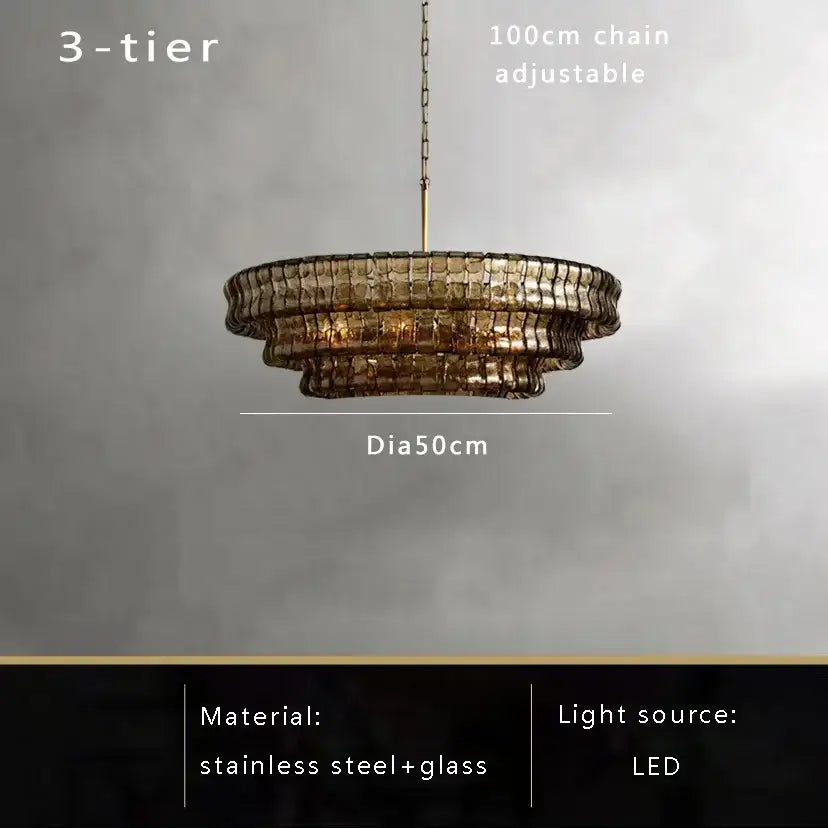 Gold Crystal Dining Chandelier 4-Layer Design