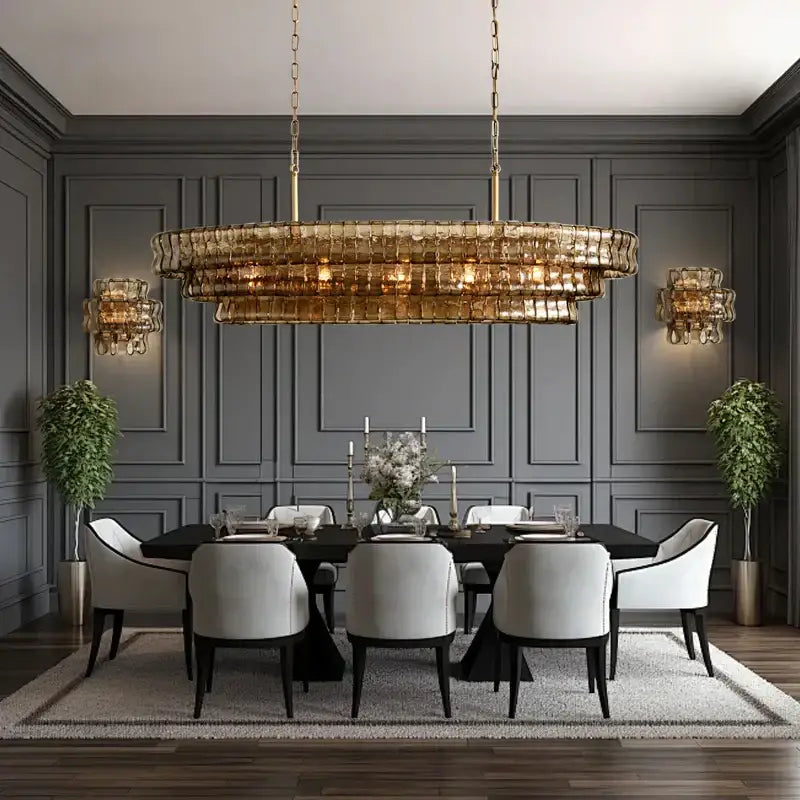 Gold Crystal Dining Chandelier 4-Layer Design