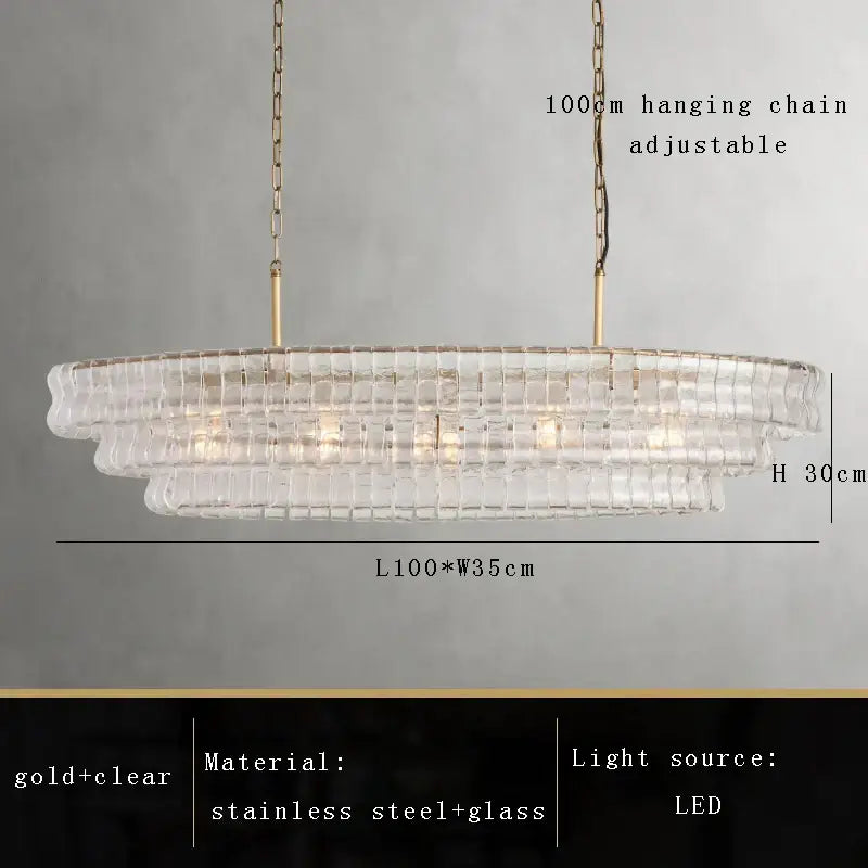 Gold Crystal Dining Chandelier 4-Layer Design