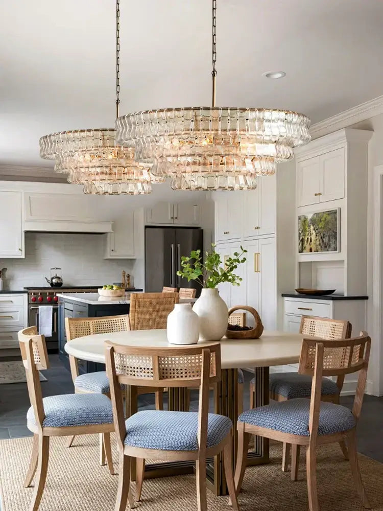 Gold Crystal Dining Chandelier 4-Layer Design