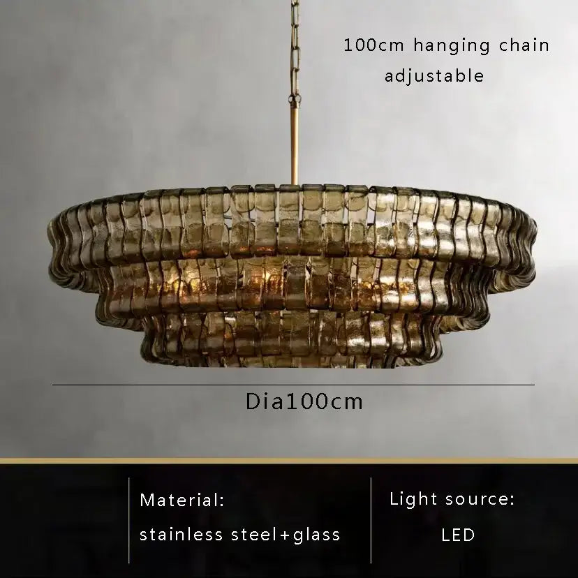 Gold Crystal Dining Chandelier 4-Layer Design