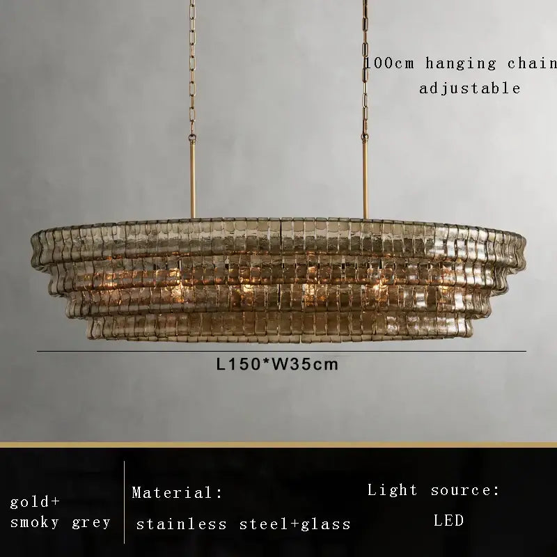 Gold Crystal Dining Chandelier 4-Layer Design