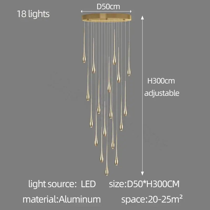Gold LED Ceiling Chandelier 25-Light 3-Color