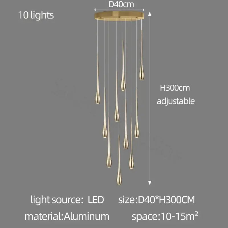 Gold LED Ceiling Chandelier 25-Light 3-Color