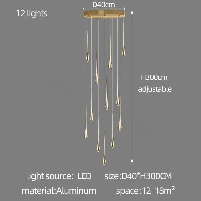 Gold LED Ceiling Chandelier 25-Light 3-Color
