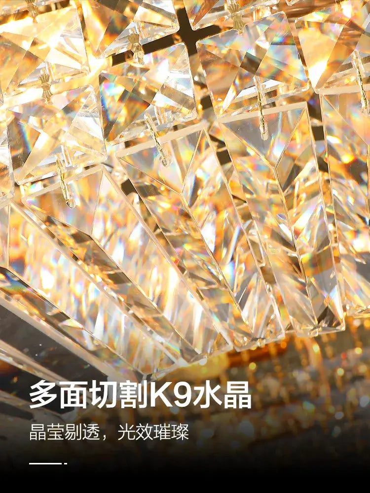Gold Crystal LED Ceiling Light Polished Steel