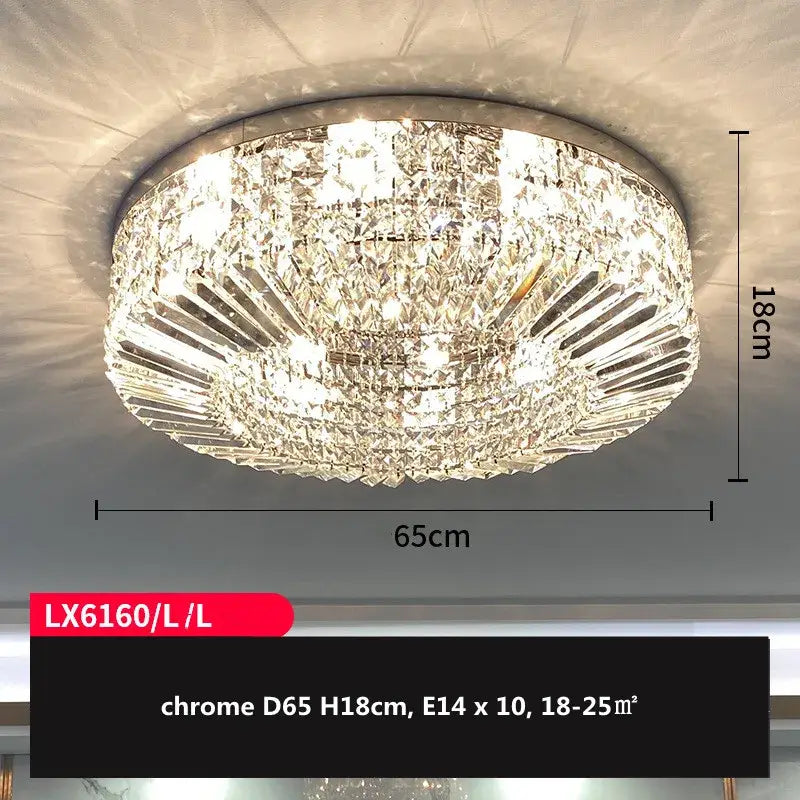 Gold Crystal LED Ceiling Light Polished Steel