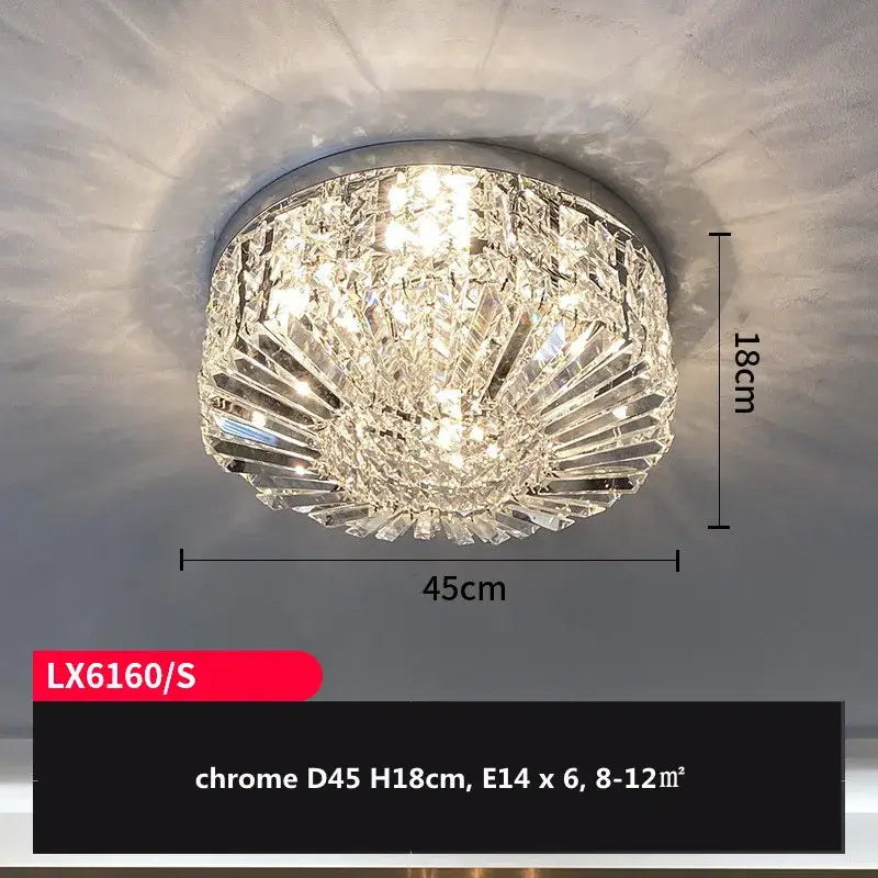 Gold Crystal LED Ceiling Light Polished Steel