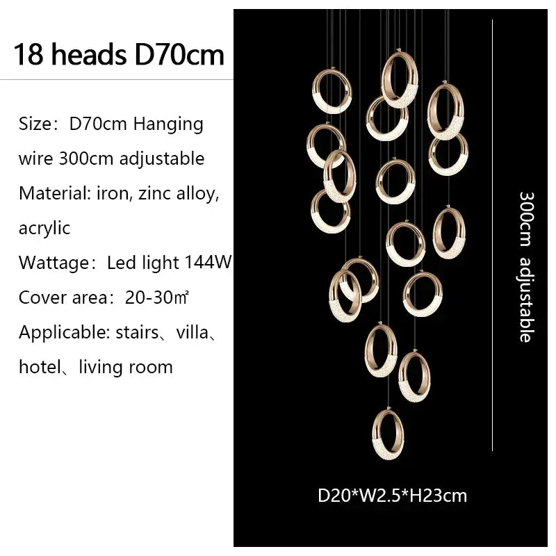 Gold Ring LED Chandelier