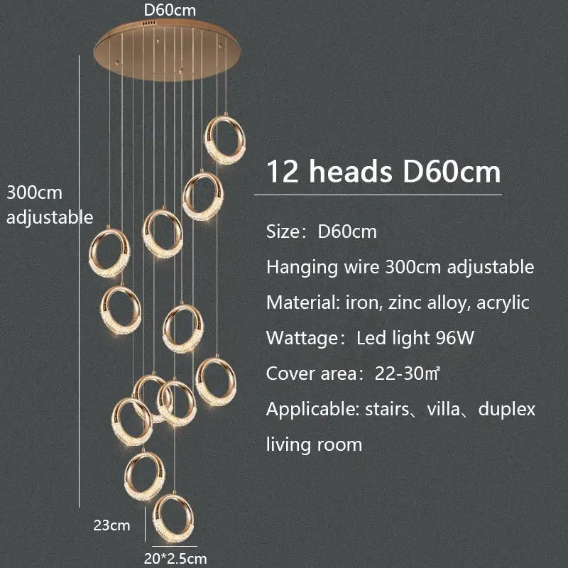 Gold Ring LED Chandelier