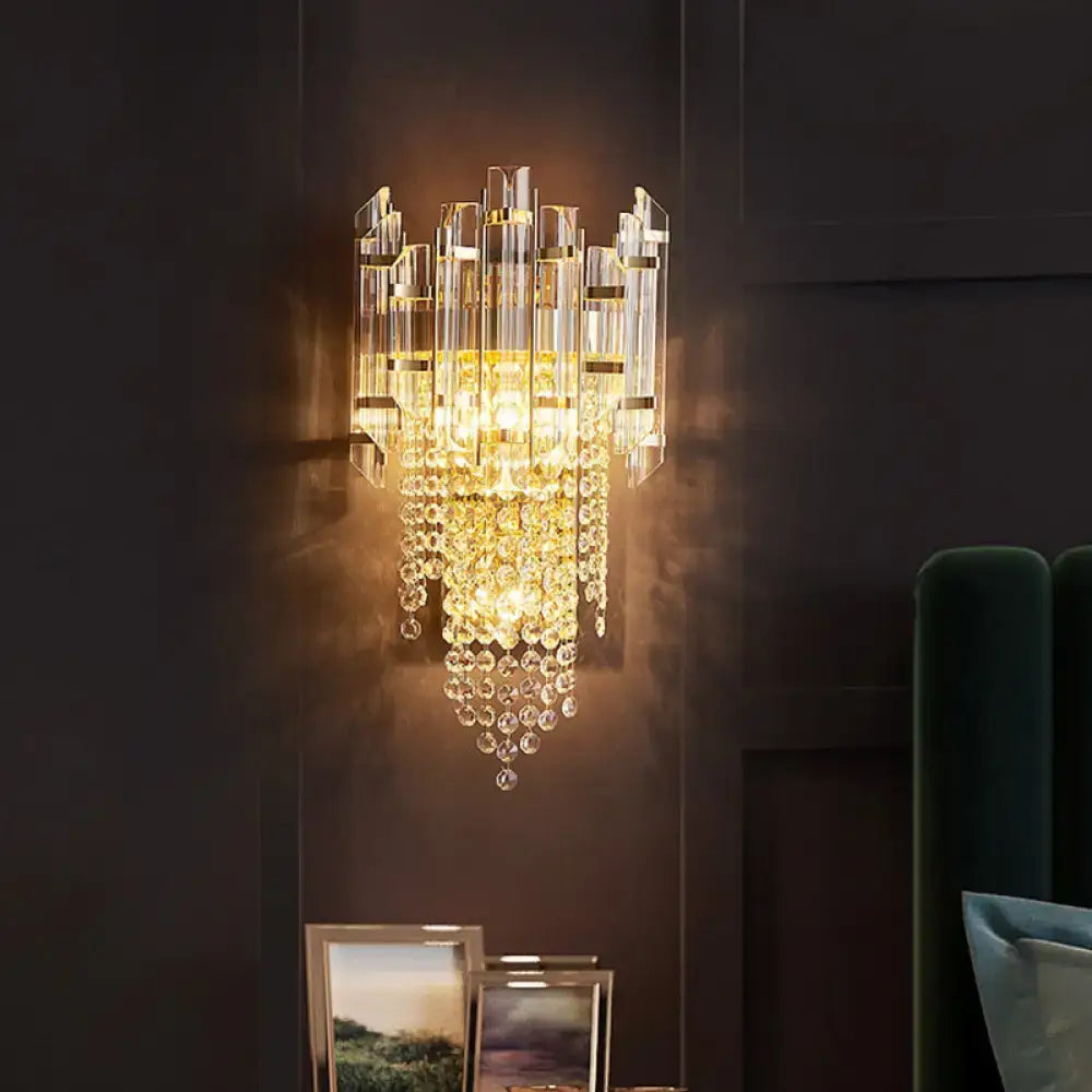 Gold Crystal Tiered Sconce