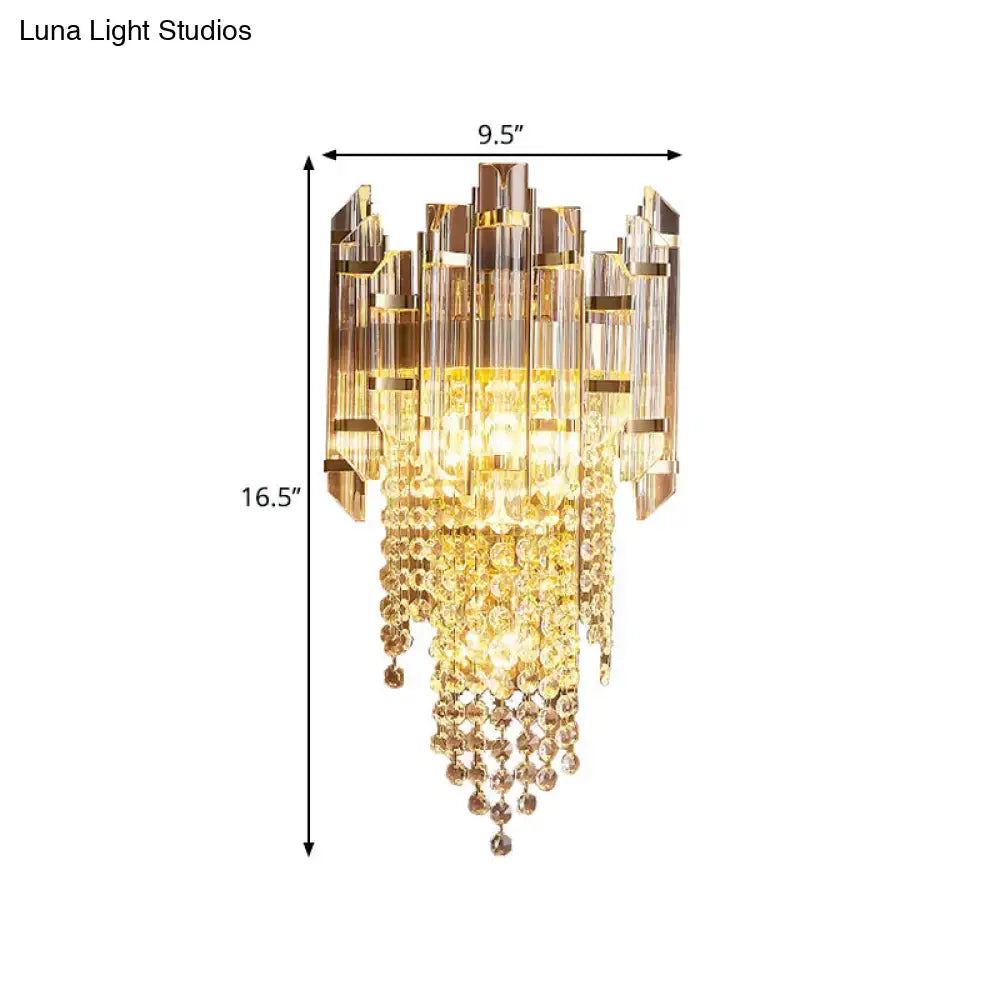 Gold Crystal Tiered Sconce