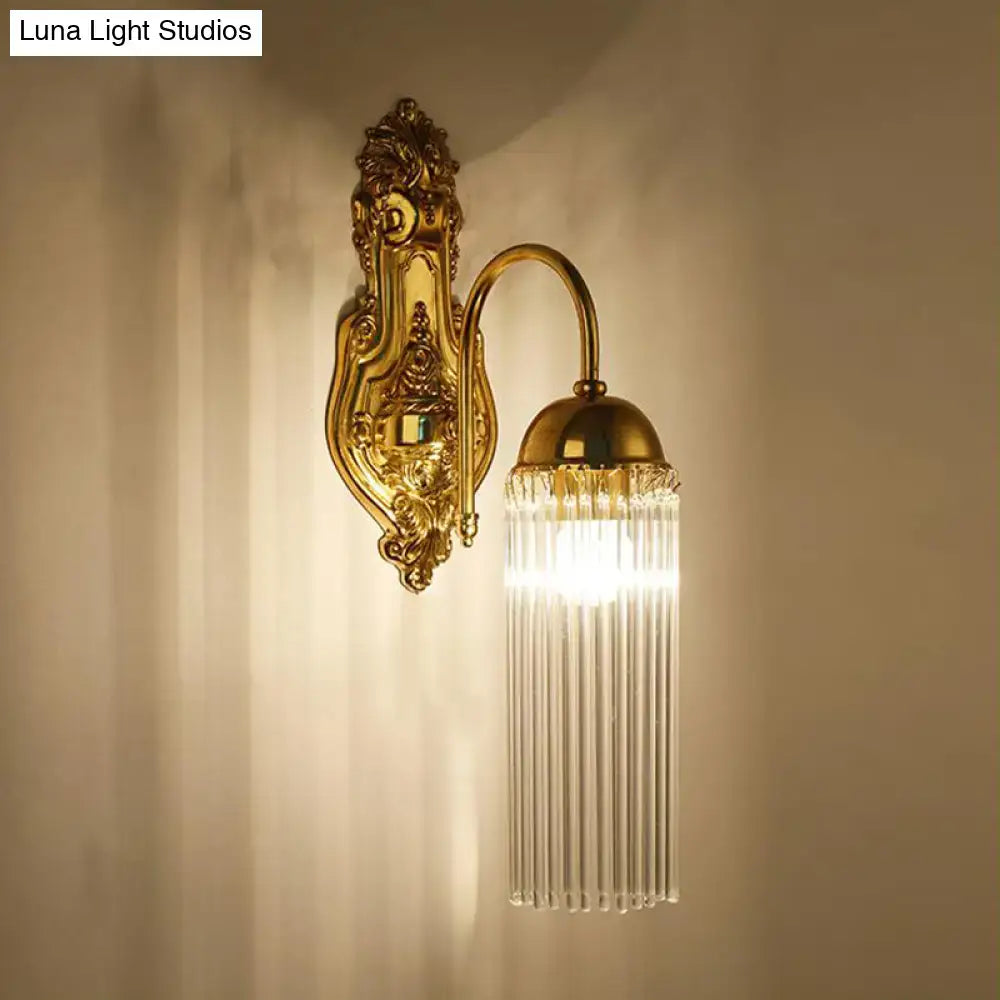 Gold Crystal Gooseneck Sconce