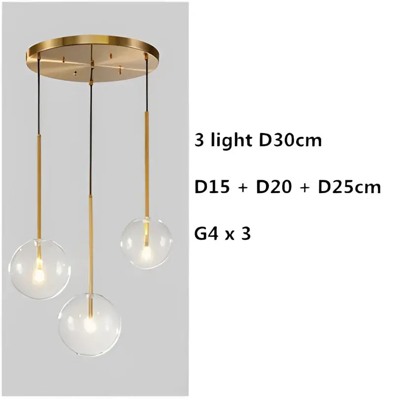 Gold Glass Multi-Globe Iron Pendant