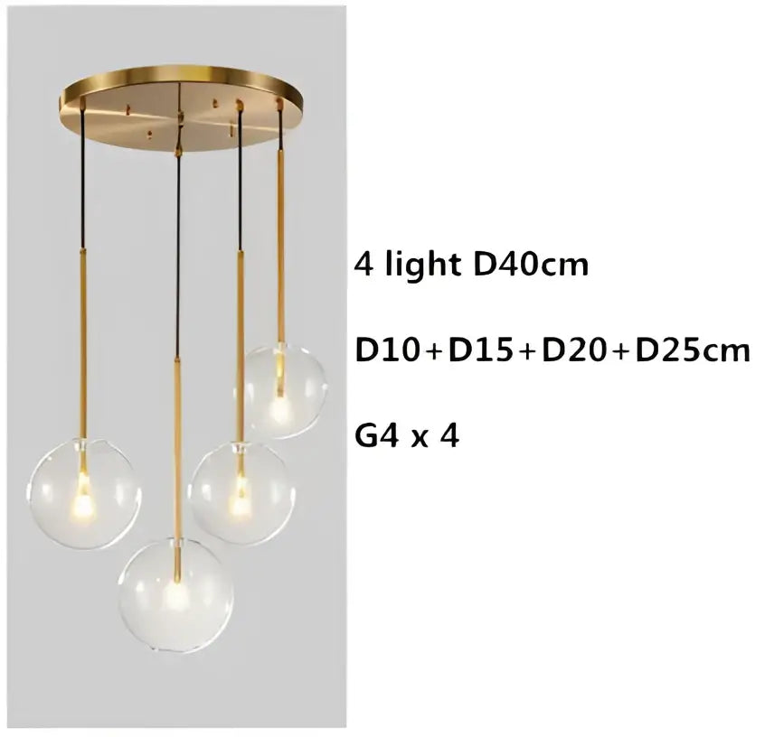 Gold Glass Multi-Globe Iron Pendant