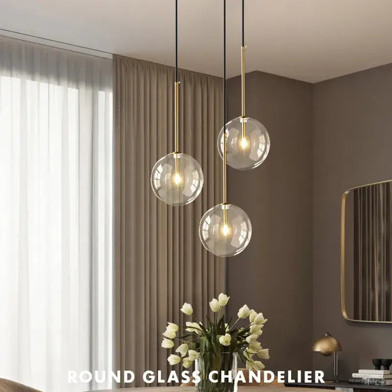 Gold Glass Multi-Globe Iron Pendant