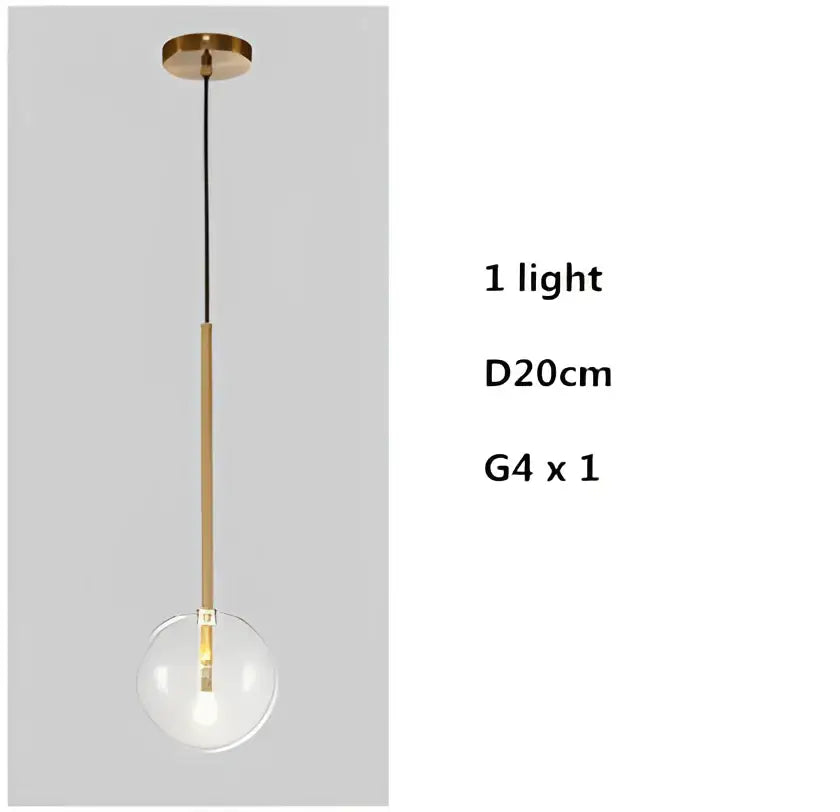 Gold Glass Multi-Globe Iron Pendant