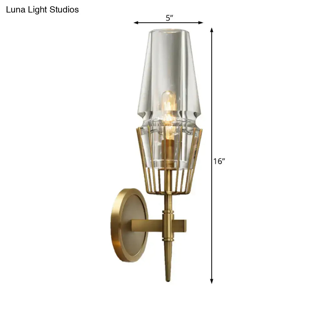 Gold Glass Geometric Sconce