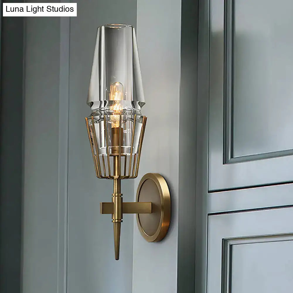 Gold Glass Geometric Sconce