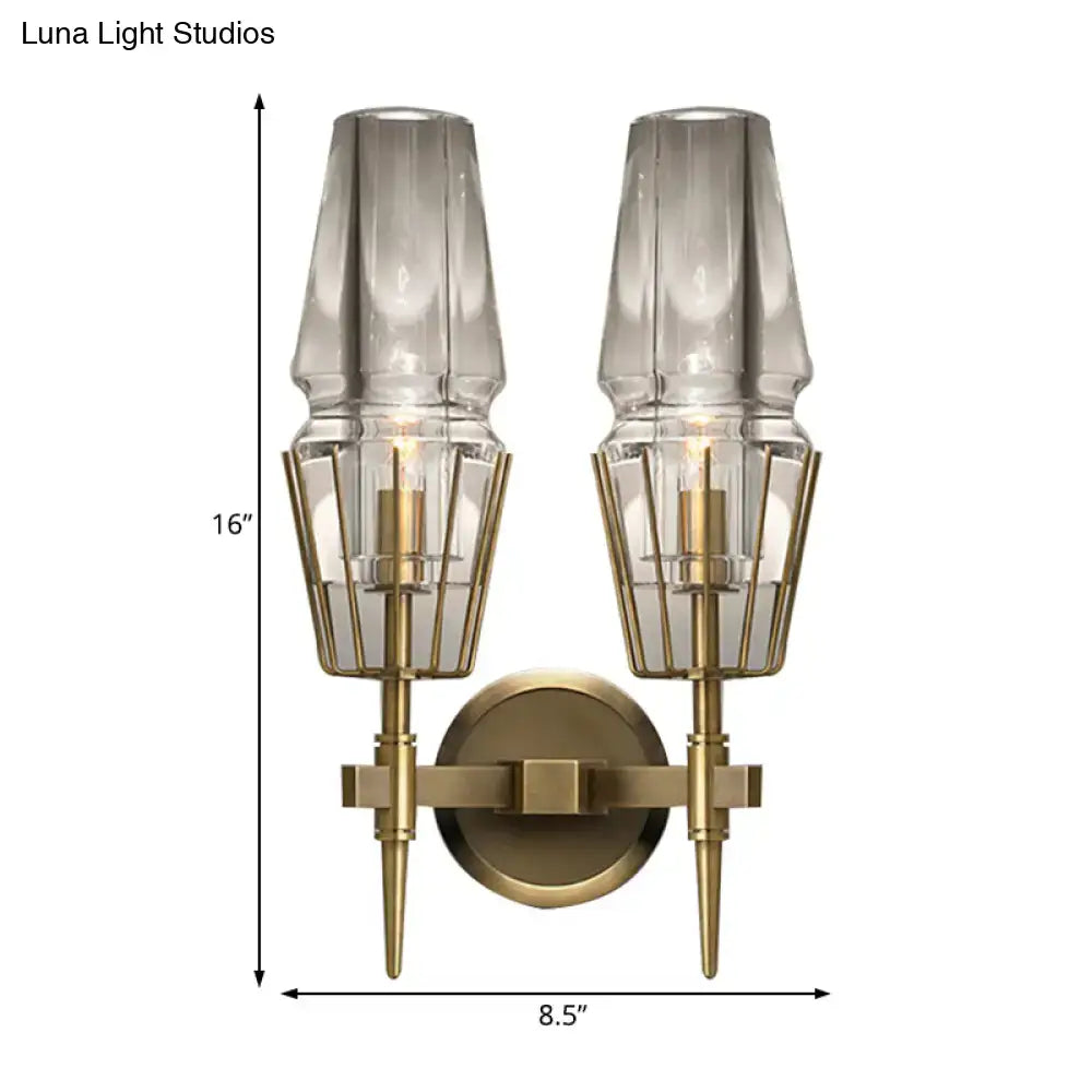 Gold Glass Geometric Sconce