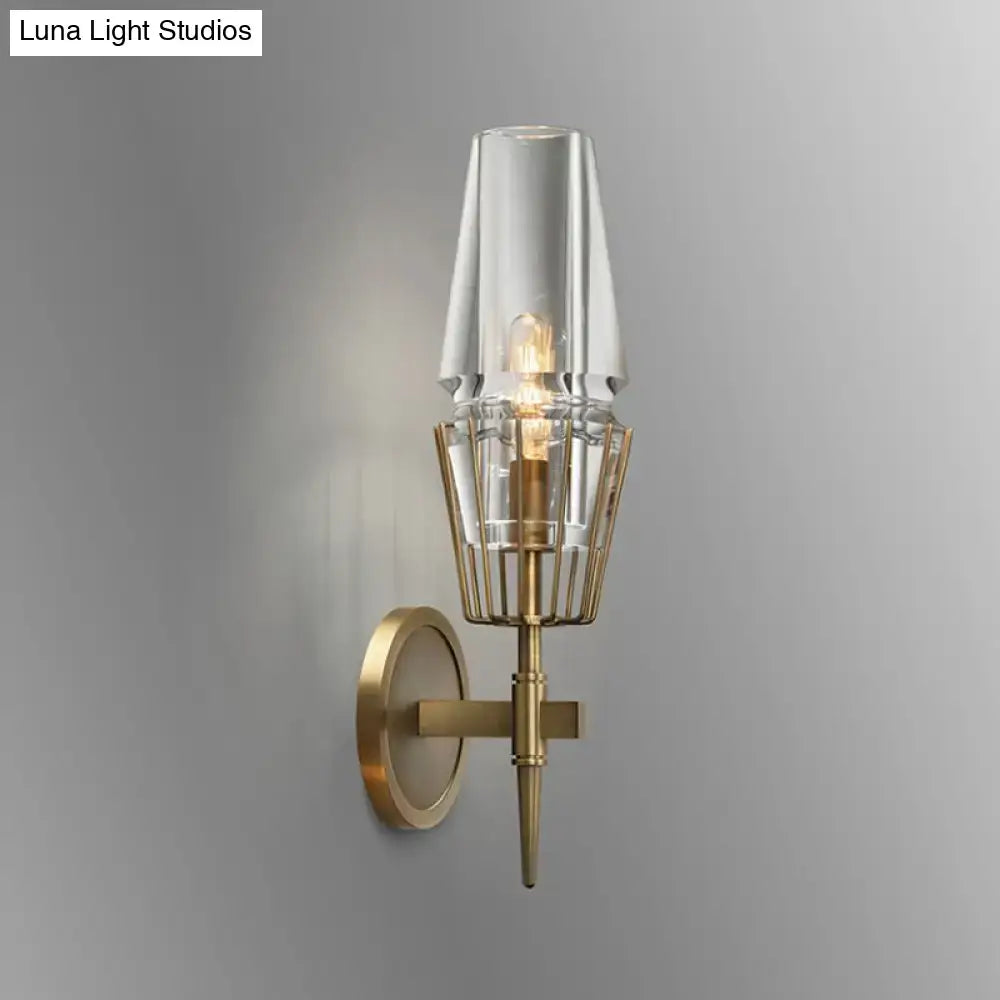 Gold Glass Geometric Sconce