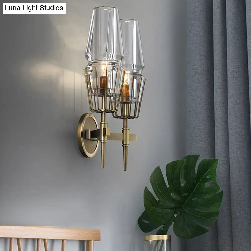 Gold Glass Geometric Sconce