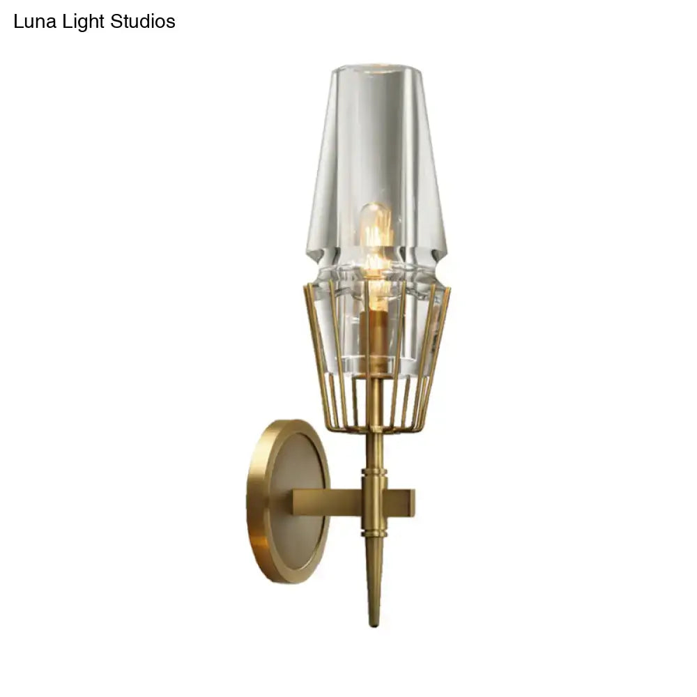 Gold Glass Geometric Sconce