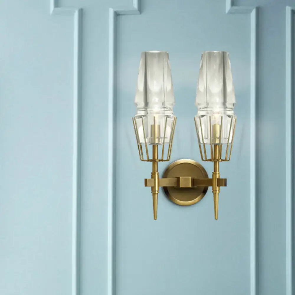 Gold Glass Geometric Sconce