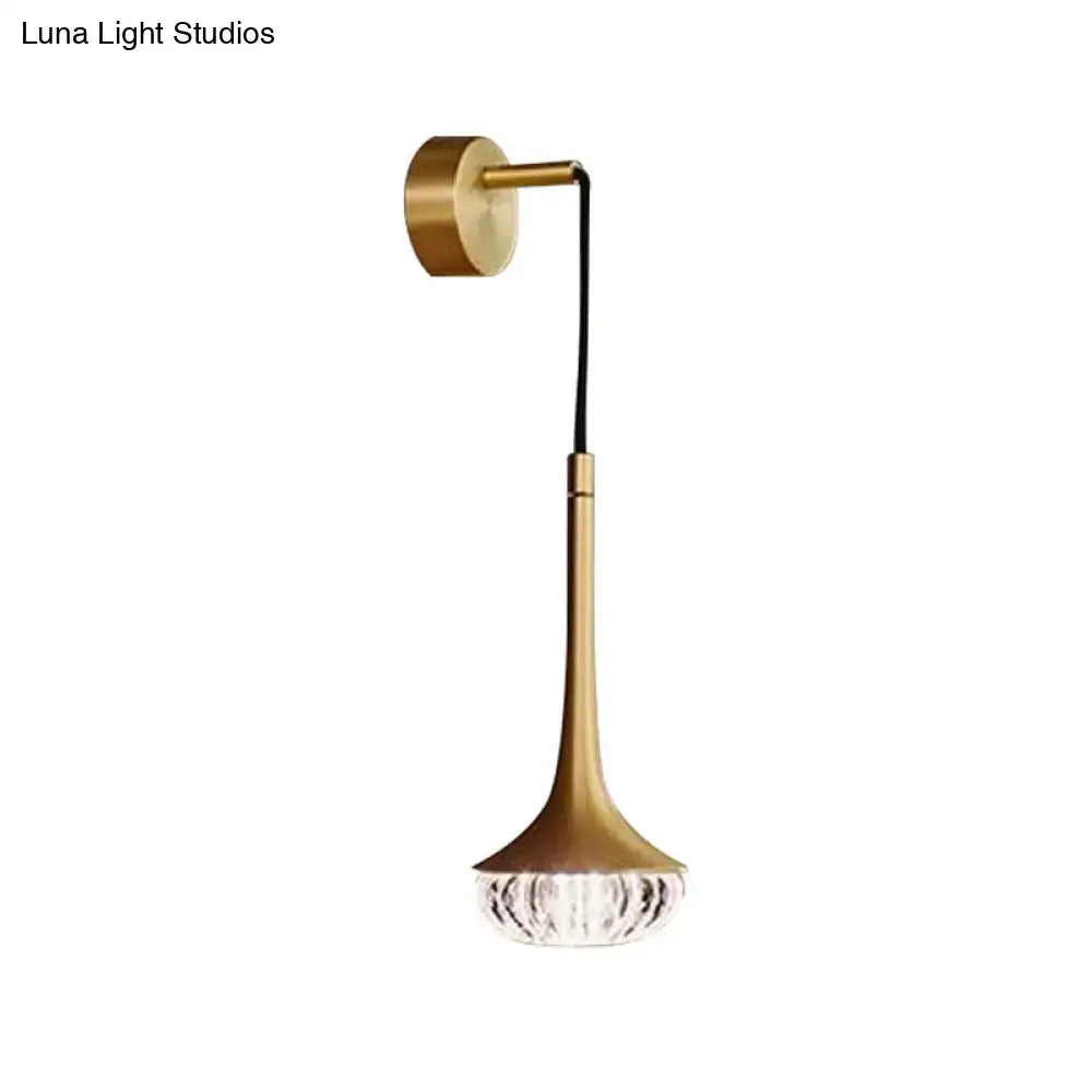 Gold Textured Glass Flared Wall Sconce