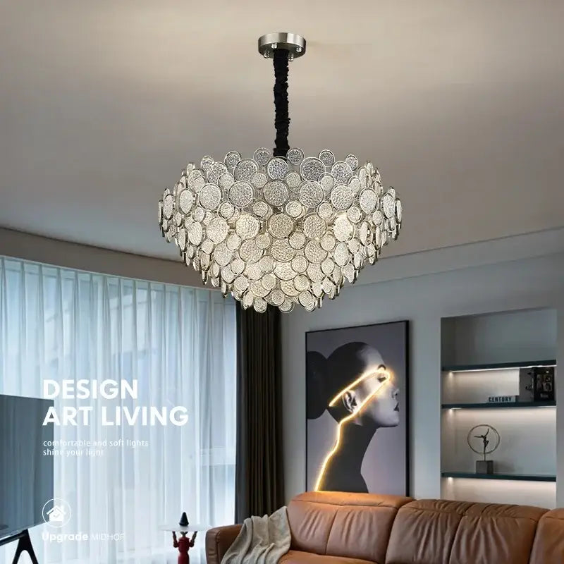 Gold LED Adjustable Ceiling Chandelier