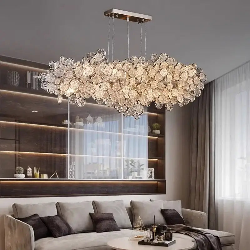 Gold LED Adjustable Ceiling Chandelier