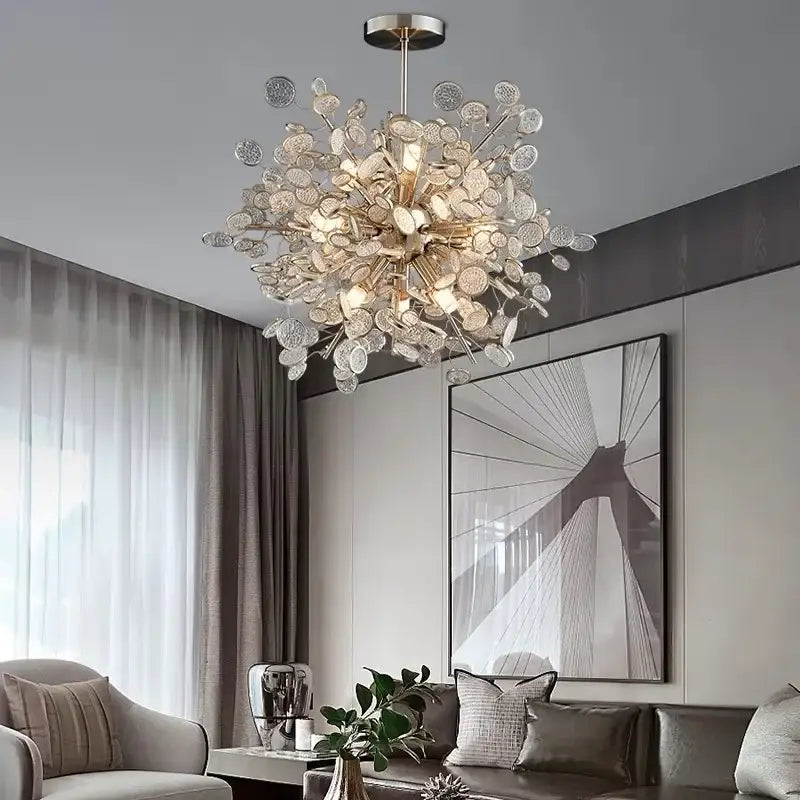 Gold LED Adjustable Ceiling Chandelier